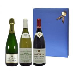 【ギフト箱付き】シャンパーニュとブルゴーニュ1級畑紅白ワイン3本ギフトセット
